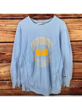 Vintage 1980s Champion Reverse Weave Warmup Distressed College Crewneck